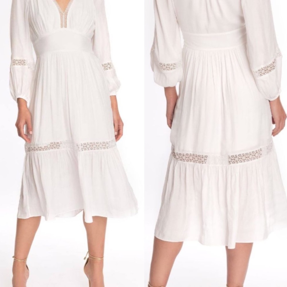 Ladaire Lara White Midi Dress Cottage Core dress
